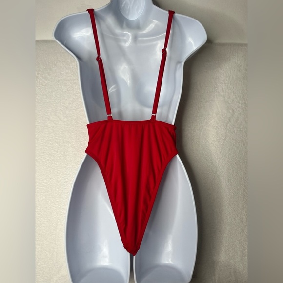 Dippin Daisy’s Deep V Red One Piece High Leg Low Back Sz S Summer Beach Sexy - Picture 5 of 13